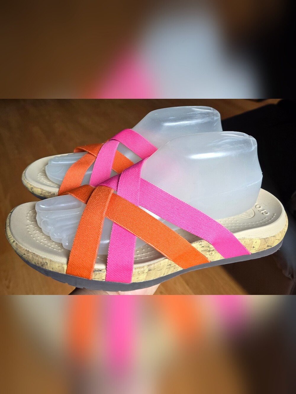 CROCS Pink and Orange Strappy Sandals